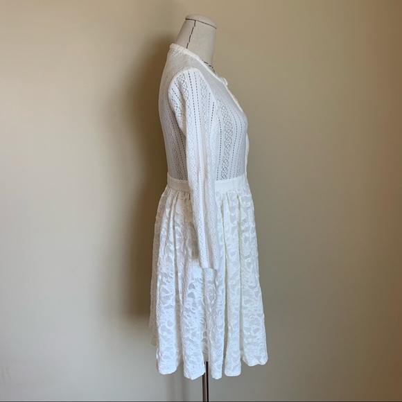 Maje White Roxo Stretch Lace Button Up Shirt Dress - Picture 8 of 10